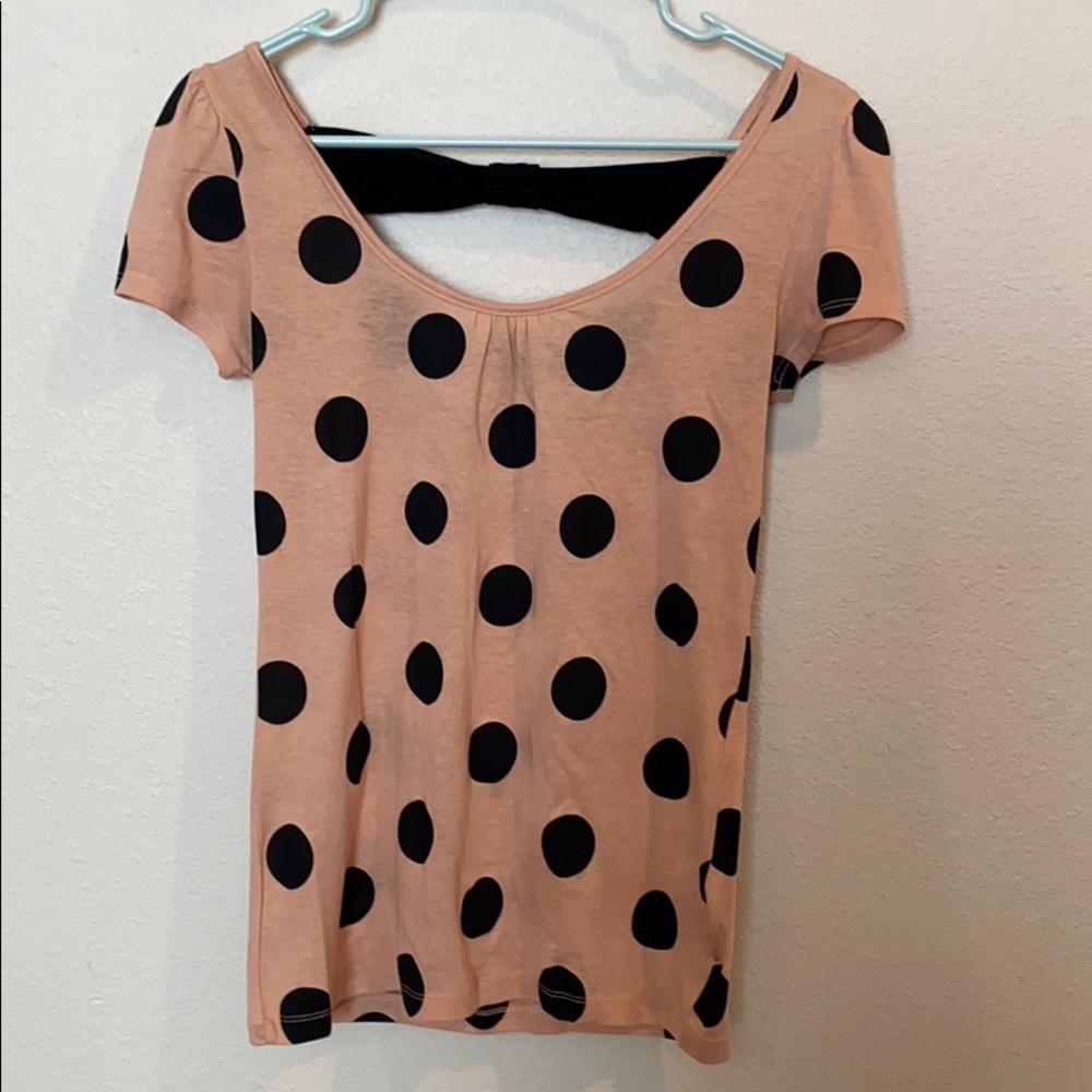 Light Pink Top with Black Polka-Dots